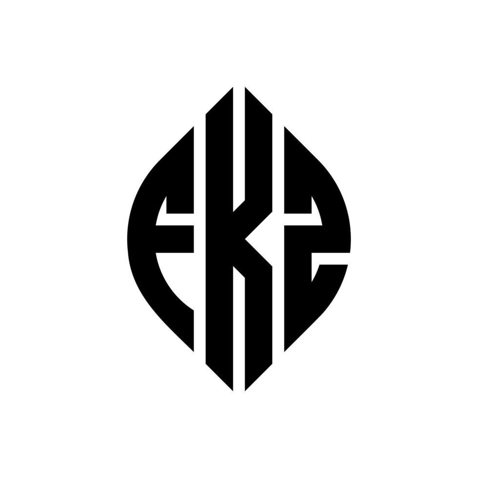 fkz-Kreisbuchstaben-Logo-Design mit Kreis- und Ellipsenform. fkz Ellipsenbuchstaben mit typografischem Stil. Die drei Initialen bilden ein Kreislogo. fkz-Kreis-Emblem abstrakter Monogramm-Buchstaben-Markenvektor. vektor