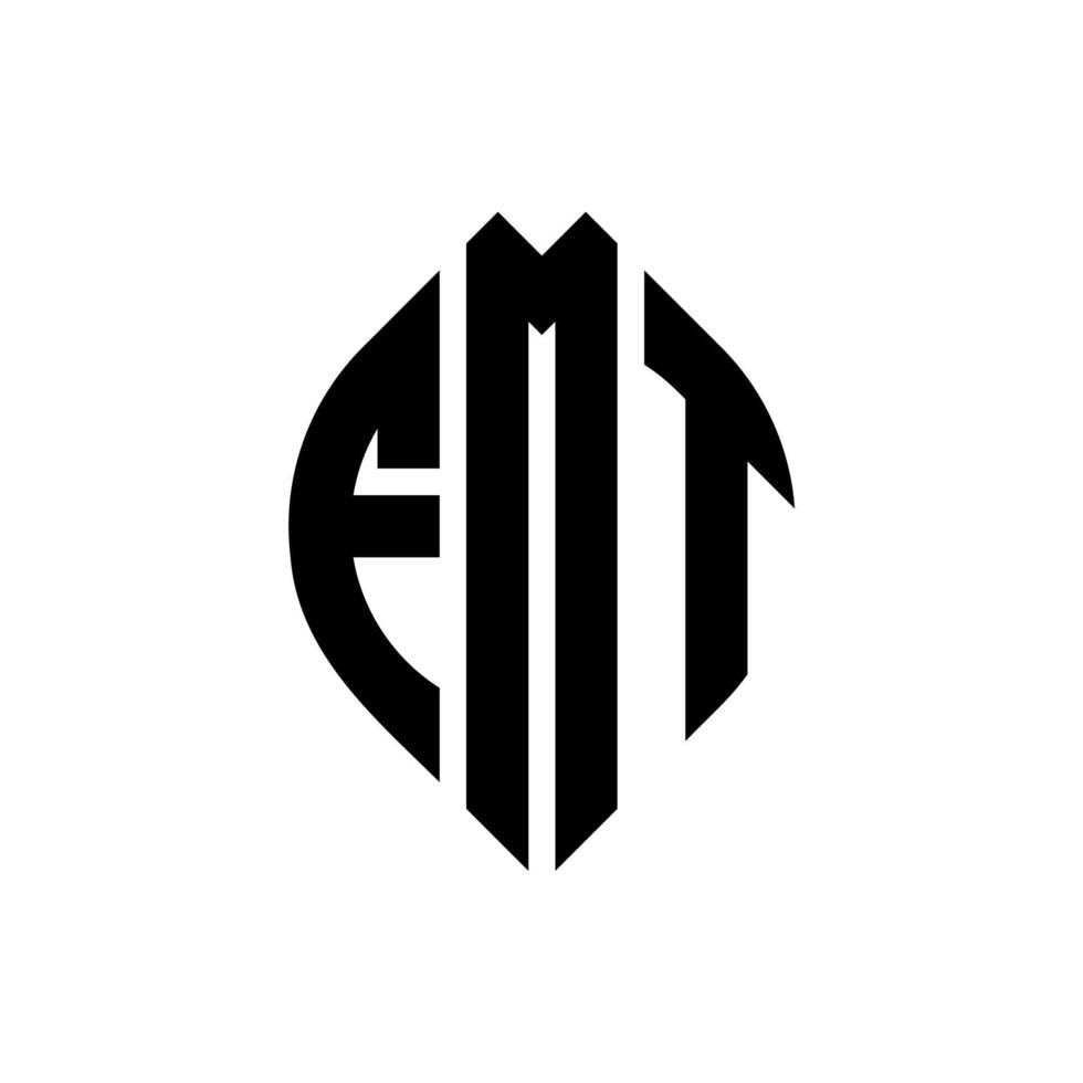 fmt-Kreisbuchstaben-Logo-Design mit Kreis- und Ellipsenform. fmt Ellipsenbuchstaben mit typografischem Stil. Die drei Initialen bilden ein Kreislogo. fmt-Kreis-Emblem abstrakter Monogramm-Buchstaben-Markierungsvektor. vektor