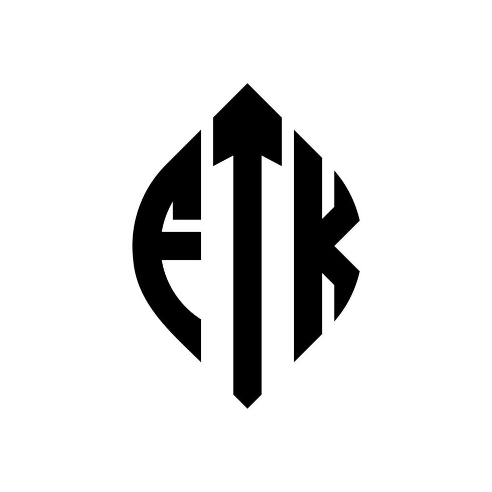 ftk-Kreisbuchstaben-Logo-Design mit Kreis- und Ellipsenform. ftk Ellipsenbuchstaben mit typografischem Stil. Die drei Initialen bilden ein Kreislogo. ftk-Kreis-Emblem abstrakter Monogramm-Buchstaben-Markierungsvektor. vektor