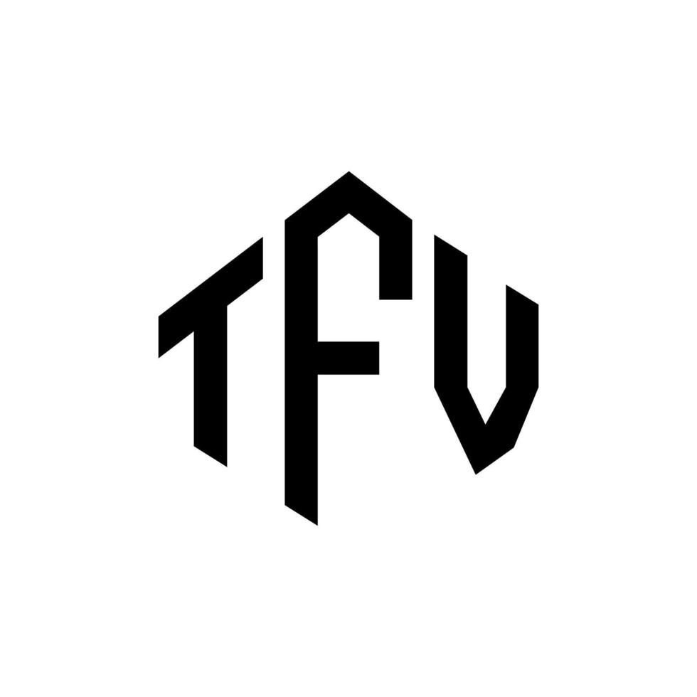 tfv brev logotyp design med polygon form. tfv polygon och kub form logotyp design. tfv hexagon vektor logotyp mall vita och svarta färger. tfv-monogram, affärs- och fastighetslogotyp.