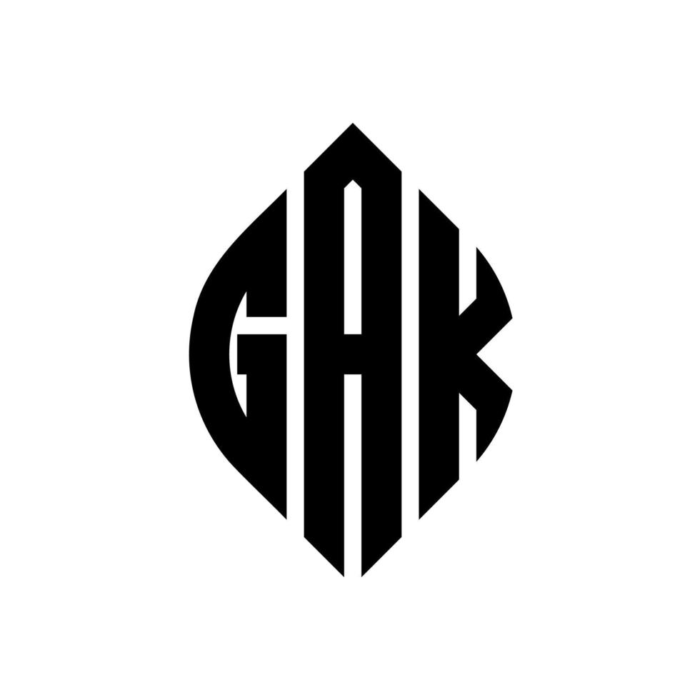 gak cirkelbokstavslogotypdesign med cirkel- och ellipsform. gak ellipsbokstäver med typografisk stil. de tre initialerna bildar en cirkellogotyp. gak cirkel emblem abstrakt monogram brev märke vektor. vektor