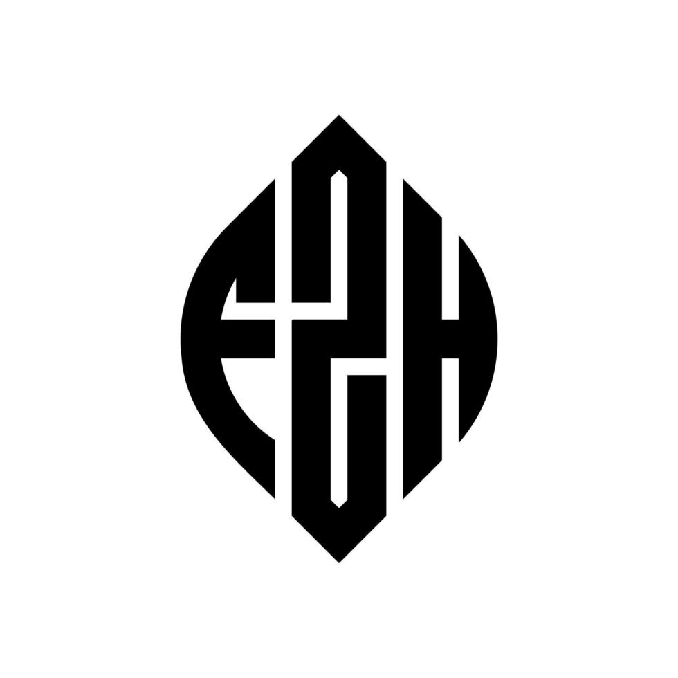 fzh-Kreisbuchstaben-Logo-Design mit Kreis- und Ellipsenform. fzh Ellipsenbuchstaben mit typografischem Stil. Die drei Initialen bilden ein Kreislogo. fzh-Kreis-Emblem abstrakter Monogramm-Buchstaben-Markenvektor. vektor