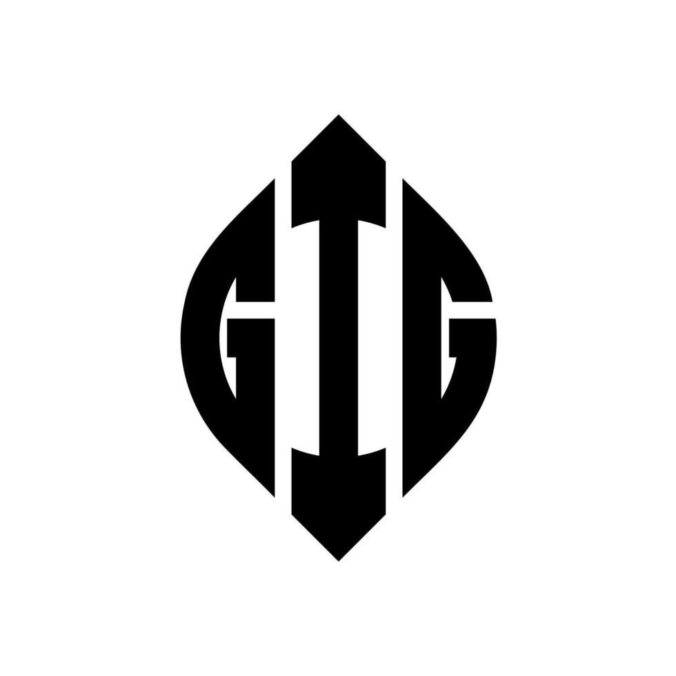 Gig-Kreis-Buchstaben-Logo-Design mit Kreis- und Ellipsenform. Gig-Ellipsenbuchstaben mit typografischem Stil. Die drei Initialen bilden ein Kreislogo. Gig-Kreis-Emblem abstrakter Monogramm-Buchstaben-Markenvektor. vektor