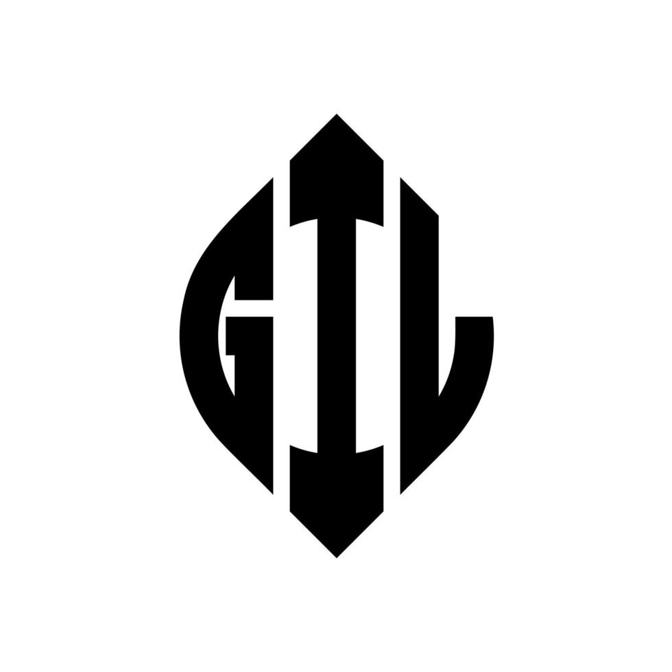 Gil-Kreis-Buchstaben-Logo-Design mit Kreis- und Ellipsenform. Gil-Ellipsenbuchstaben mit typografischem Stil. Die drei Initialen bilden ein Kreislogo. Gil-Kreis-Emblem abstrakter Monogramm-Buchstaben-Markenvektor. vektor