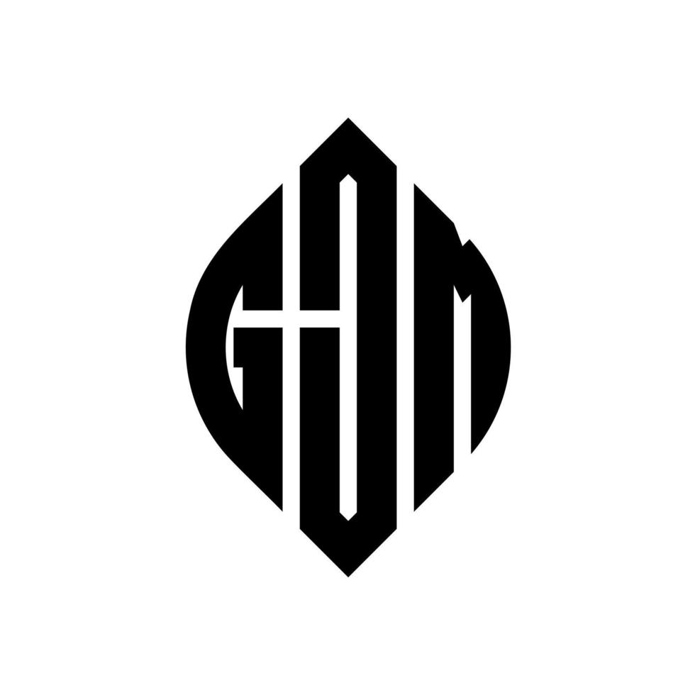 gjm cirkelbokstavslogotyp med cirkel och ellipsform. gjm ellipsbokstäver med typografisk stil. de tre initialerna bildar en cirkellogotyp. gjm cirkel emblem abstrakt monogram bokstav märke vektor. vektor