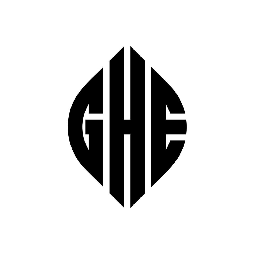 Ghe-Kreis-Buchstaben-Logo-Design mit Kreis- und Ellipsenform. Die Ellipsenbuchstaben mit typografischem Stil. Die drei Initialen bilden ein Kreislogo. ghe Kreisemblem abstrakter Monogramm-Buchstabenmarkierungsvektor. vektor