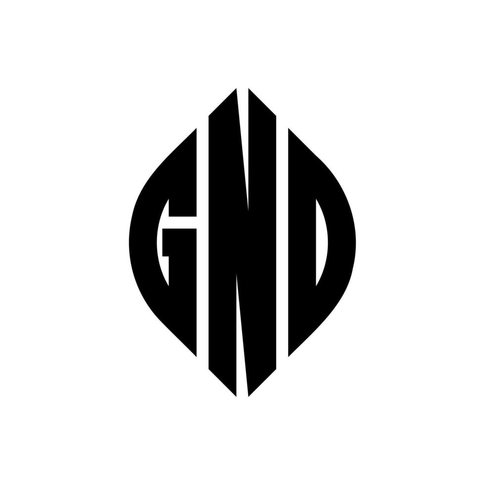 GND-Kreis-Buchstaben-Logo-Design mit Kreis- und Ellipsenform. gnd ellipsenbuchstaben mit typografischem stil. Die drei Initialen bilden ein Kreislogo. GND-Kreis-Emblem abstrakter Monogramm-Buchstaben-Markierungsvektor. vektor