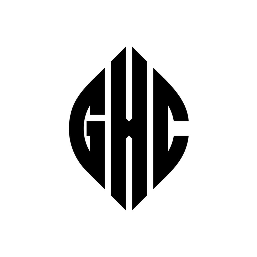 gxc-Kreisbuchstaben-Logo-Design mit Kreis- und Ellipsenform. gxc ellipsenbuchstaben mit typografischem stil. Die drei Initialen bilden ein Kreislogo. gxc Kreisemblem abstrakter Monogramm-Buchstabenmarkierungsvektor. vektor