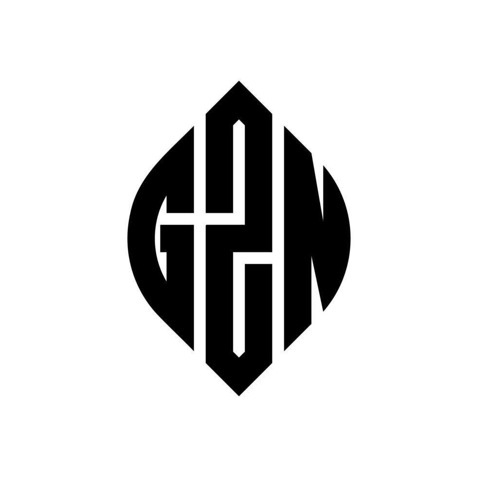 gzn-Kreisbuchstaben-Logo-Design mit Kreis- und Ellipsenform. gzn Ellipsenbuchstaben mit typografischem Stil. Die drei Initialen bilden ein Kreislogo. gzn-Kreis-Emblem abstrakter Monogramm-Buchstaben-Markierungsvektor. vektor