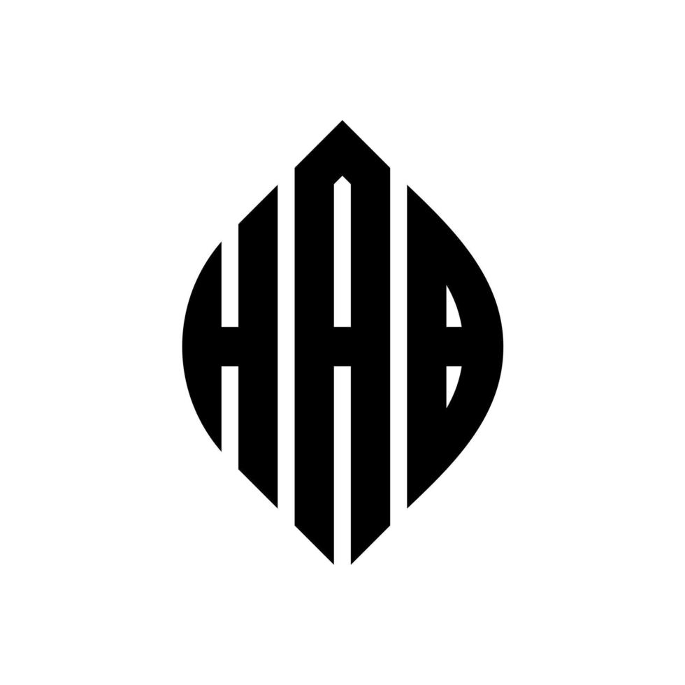 Hab-Kreis-Buchstaben-Logo-Design mit Kreis- und Ellipsenform. hab Ellipsenbuchstaben mit typografischem Stil. Die drei Initialen bilden ein Kreislogo. Hab-Kreis-Emblem abstrakter Monogramm-Buchstaben-Markenvektor. vektor