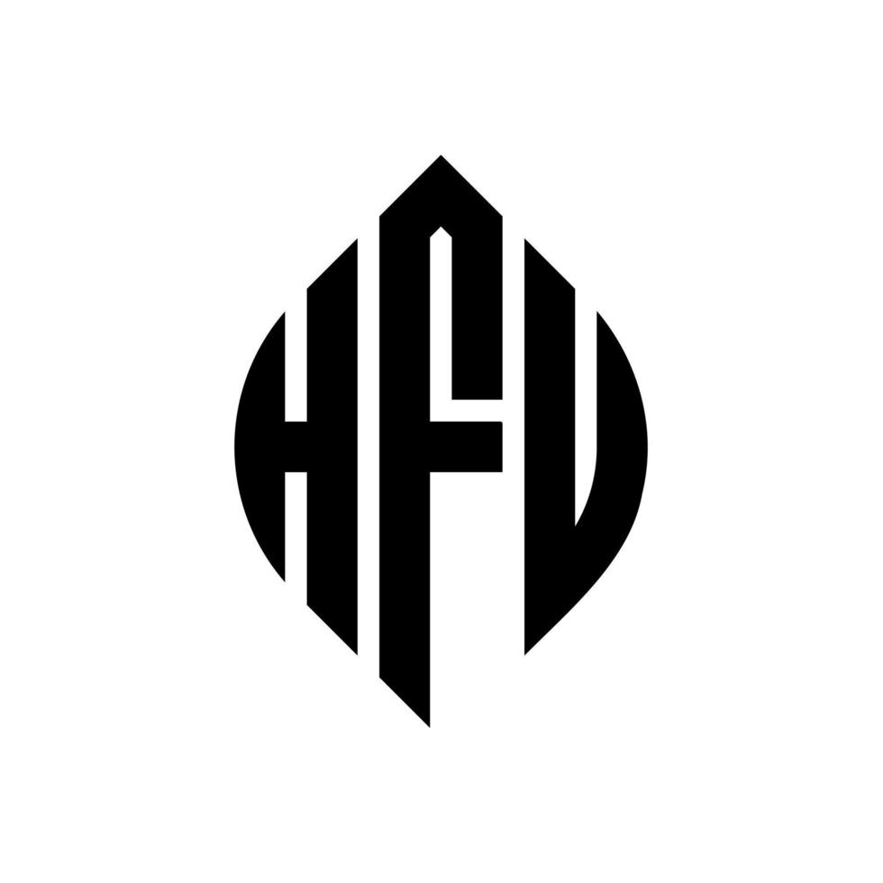 hfu cirkelbokstavslogotypdesign med cirkel och ellipsform. hfu ellipsbokstäver med typografisk stil. de tre initialerna bildar en cirkellogotyp. hfu cirkel emblem abstrakt monogram brev märke vektor. vektor