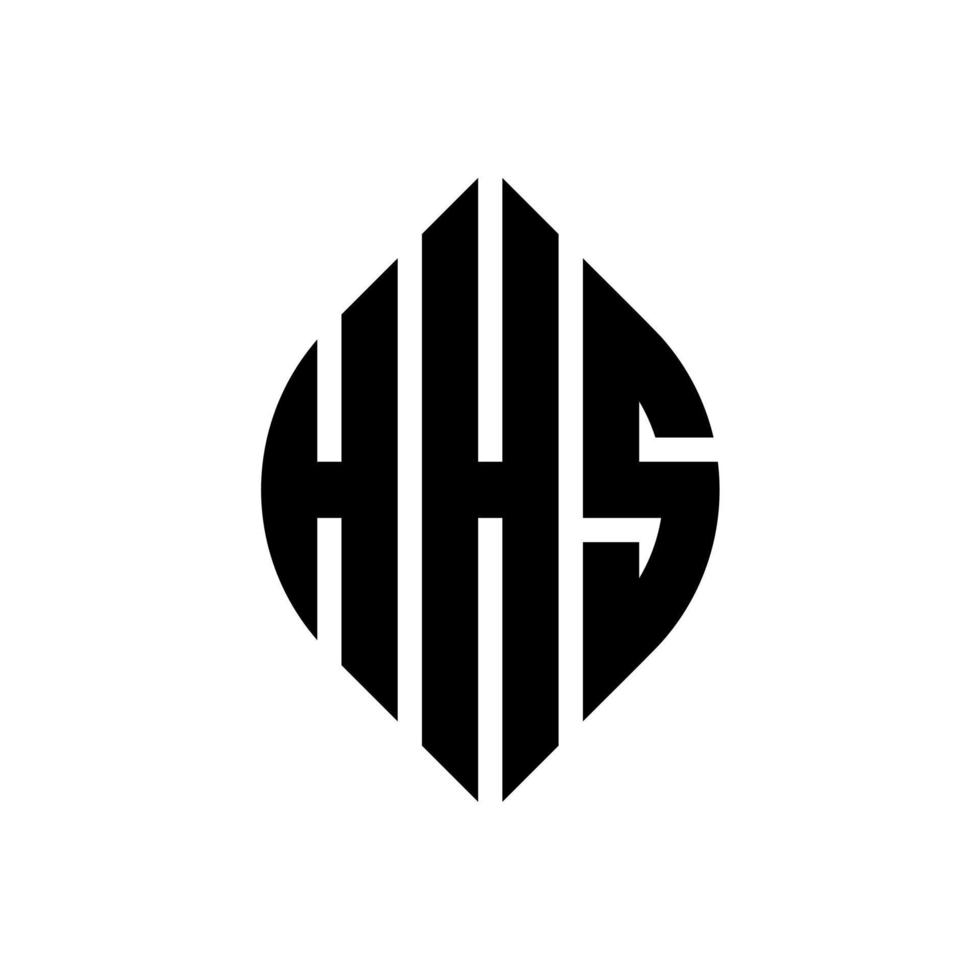 hhs cirkelbokstavslogotypdesign med cirkel- och ellipsform. hhs ellipsbokstäver med typografisk stil. de tre initialerna bildar en cirkellogotyp. hhs cirkel emblem abstrakt monogram bokstav märke vektor. vektor