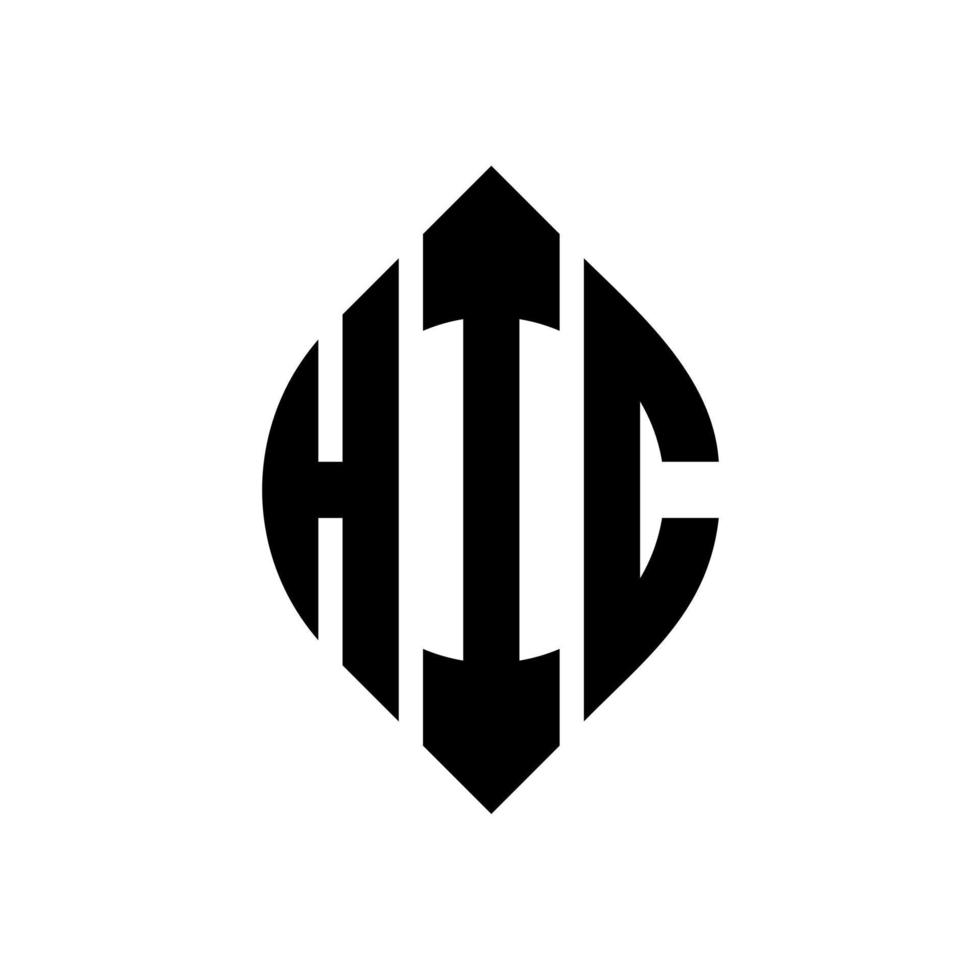 Hic-Kreis-Buchstaben-Logo-Design mit Kreis- und Ellipsenform. schicke ellipsenbuchstaben mit typografischem stil. Die drei Initialen bilden ein Kreislogo. Hic-Kreis-Emblem abstrakter Monogramm-Buchstaben-Markierungsvektor. vektor