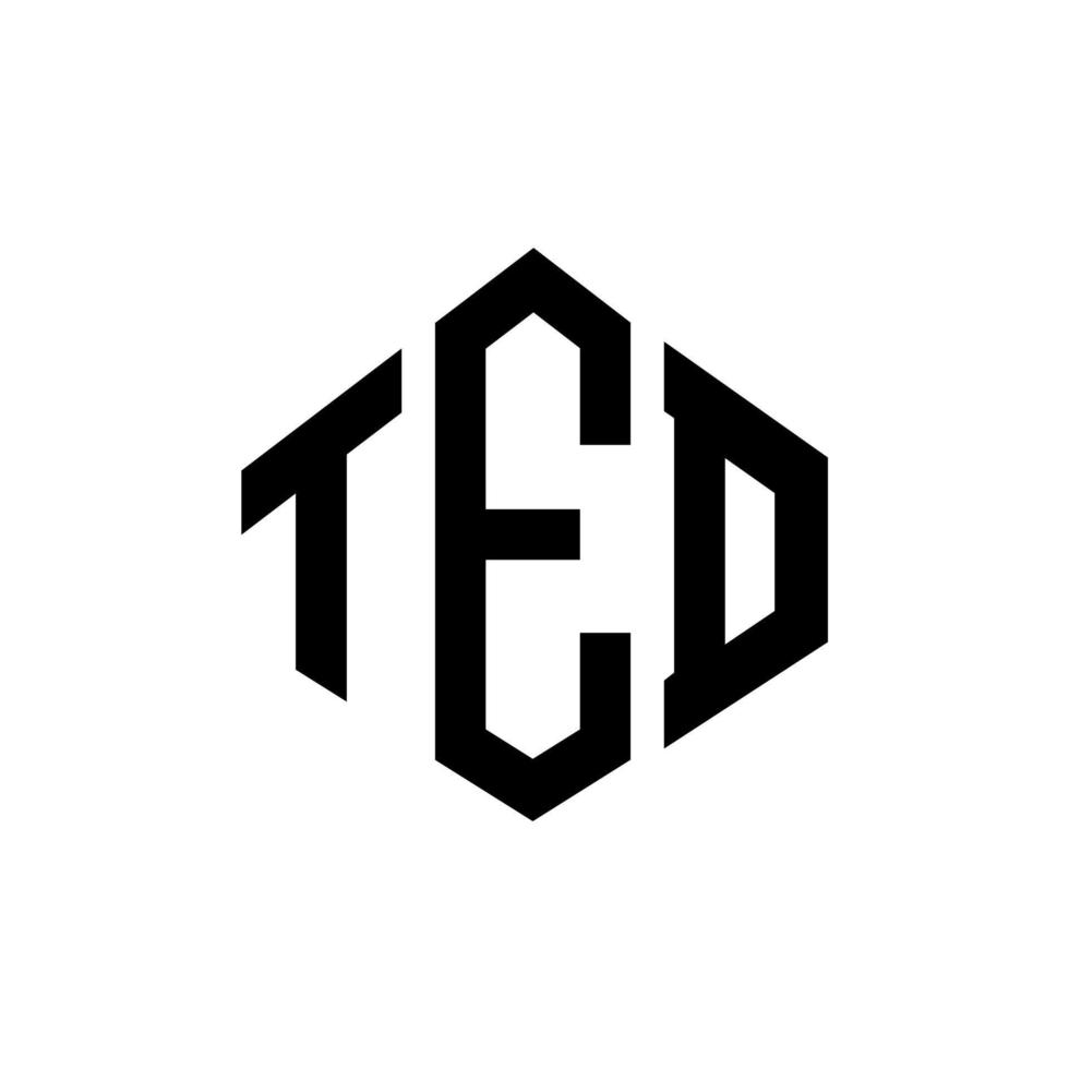 Ted-Buchstaben-Logo-Design mit Polygonform. ted Polygon- und Würfelform-Logo-Design. Ted Sechseck-Vektor-Logo-Vorlage in weißen und schwarzen Farben. Ted-Monogramm, Geschäfts- und Immobilienlogo. vektor