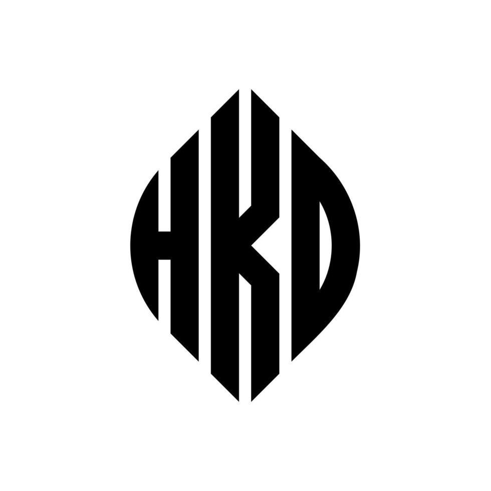 hkd-Kreisbuchstaben-Logo-Design mit Kreis- und Ellipsenform. hkd-Ellipsenbuchstaben mit typografischem Stil. Die drei Initialen bilden ein Kreislogo. hkd-Kreis-Emblem abstrakter Monogramm-Buchstaben-Markierungsvektor. vektor