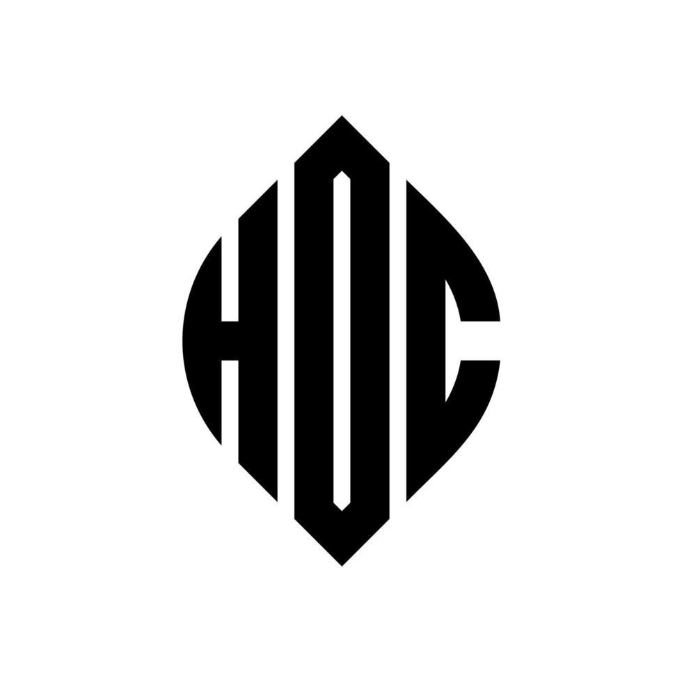 Hoc-Kreis-Buchstaben-Logo-Design mit Kreis- und Ellipsenform. hoc-ellipsenbuchstaben mit typografischem stil. Die drei Initialen bilden ein Kreislogo. Hoc-Kreis-Emblem abstrakter Monogramm-Buchstaben-Markierungsvektor. vektor