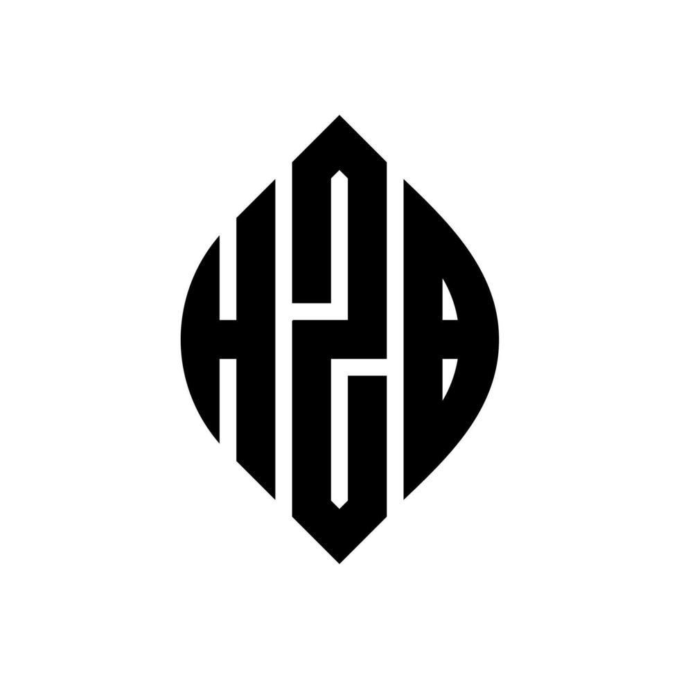 hzb-Kreisbuchstaben-Logo-Design mit Kreis- und Ellipsenform. hzb-ellipsenbuchstaben mit typografischem stil. Die drei Initialen bilden ein Kreislogo. hzb-Kreis-Emblem abstrakter Monogramm-Buchstaben-Markierungsvektor. vektor