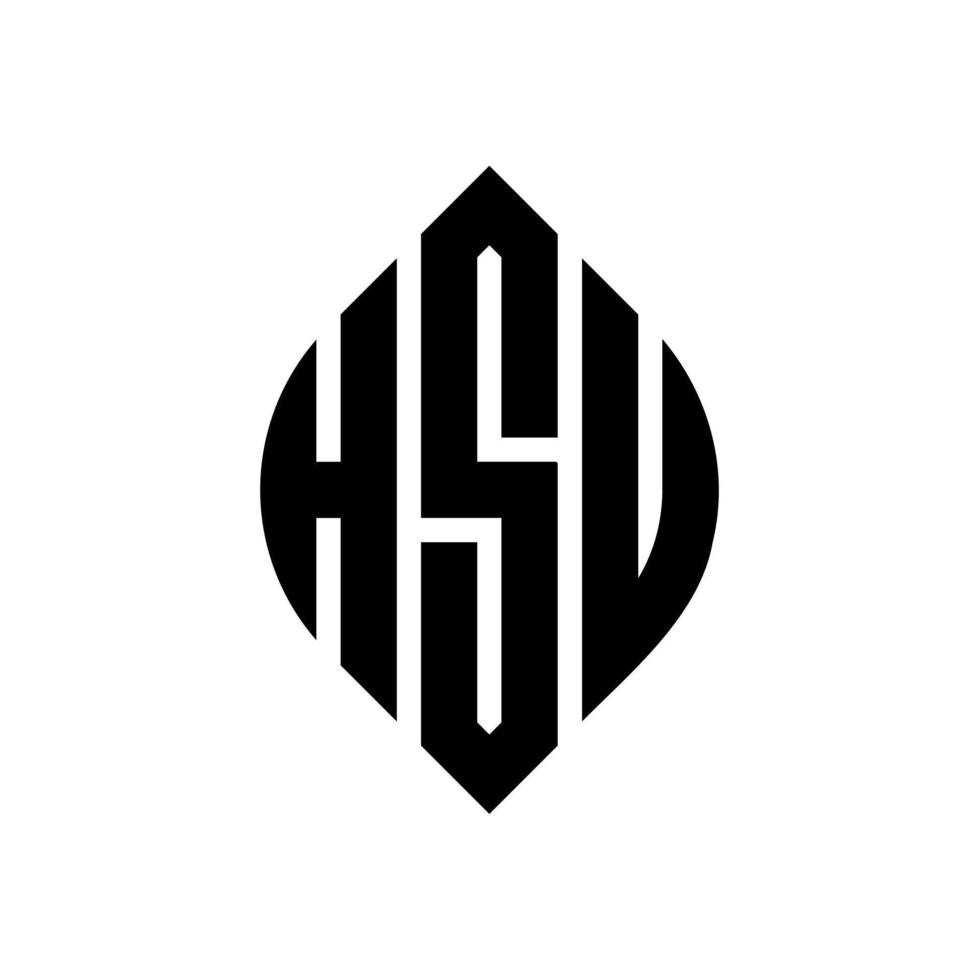 hsu-Kreisbuchstaben-Logo-Design mit Kreis- und Ellipsenform. hsu ellipsenbuchstaben mit typografischem stil. Die drei Initialen bilden ein Kreislogo. hsu-Kreis-Emblem abstrakter Monogramm-Buchstaben-Markierungsvektor. vektor