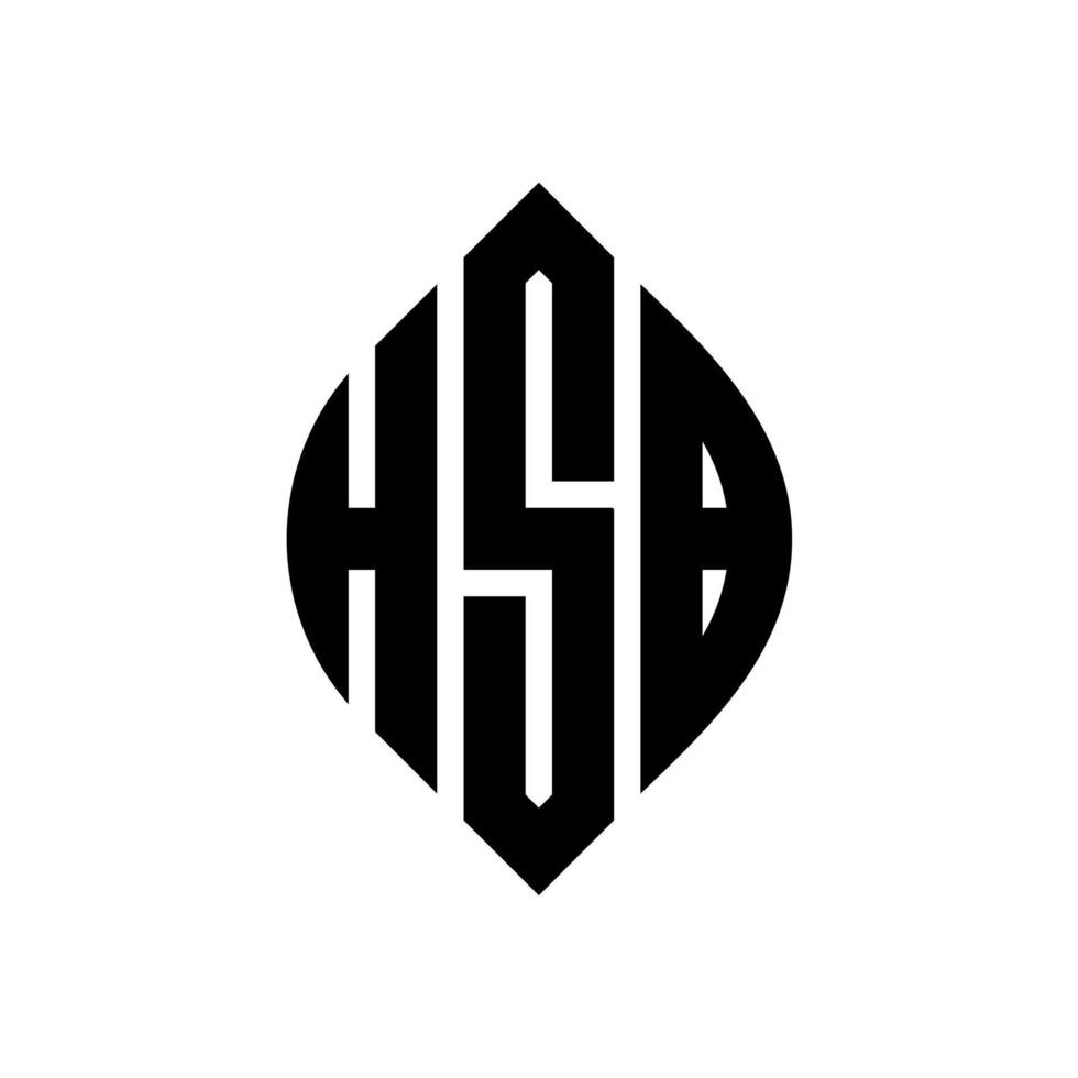 hsb-Kreisbuchstaben-Logo-Design mit Kreis- und Ellipsenform. hsb ellipsenbuchstaben mit typografischem stil. Die drei Initialen bilden ein Kreislogo. hsb-Kreis-Emblem abstrakter Monogramm-Buchstaben-Markierungsvektor. vektor