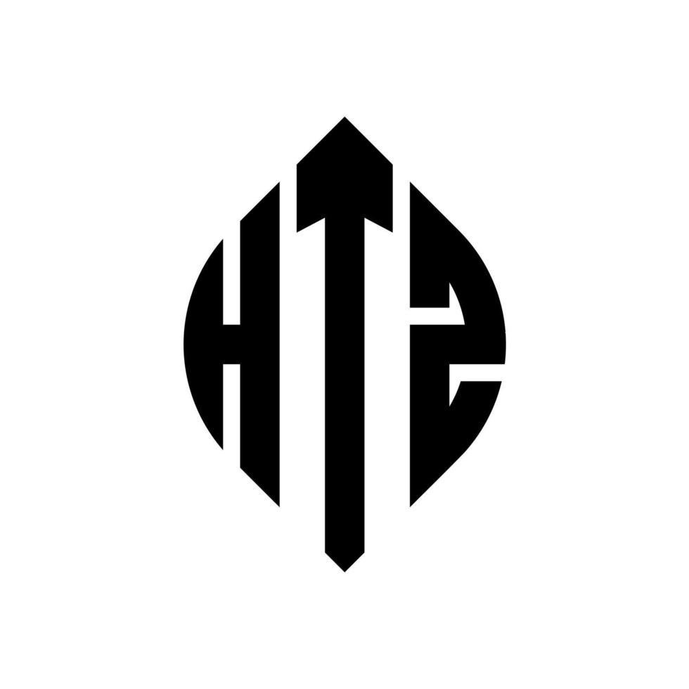 htz-Kreisbuchstaben-Logo-Design mit Kreis- und Ellipsenform. htz Ellipsenbuchstaben mit typografischem Stil. Die drei Initialen bilden ein Kreislogo. Htz-Kreis-Emblem abstrakter Monogramm-Buchstaben-Markenvektor. vektor