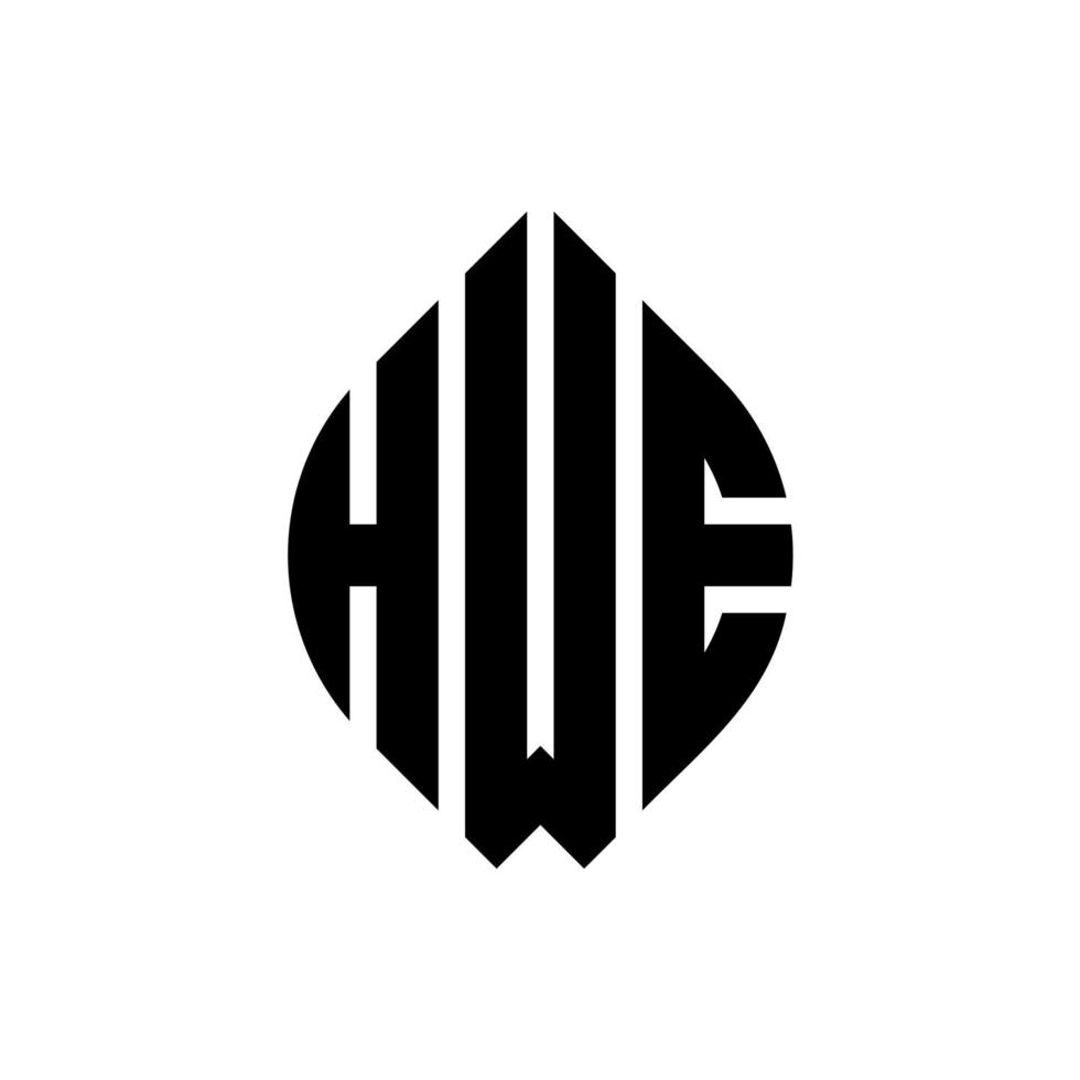 hwe-Kreisbuchstaben-Logo-Design mit Kreis- und Ellipsenform. hwe ellipsenbuchstaben mit typografischem stil. Die drei Initialen bilden ein Kreislogo. hwe Kreisemblem abstrakter Monogramm-Buchstabenmarkierungsvektor. vektor