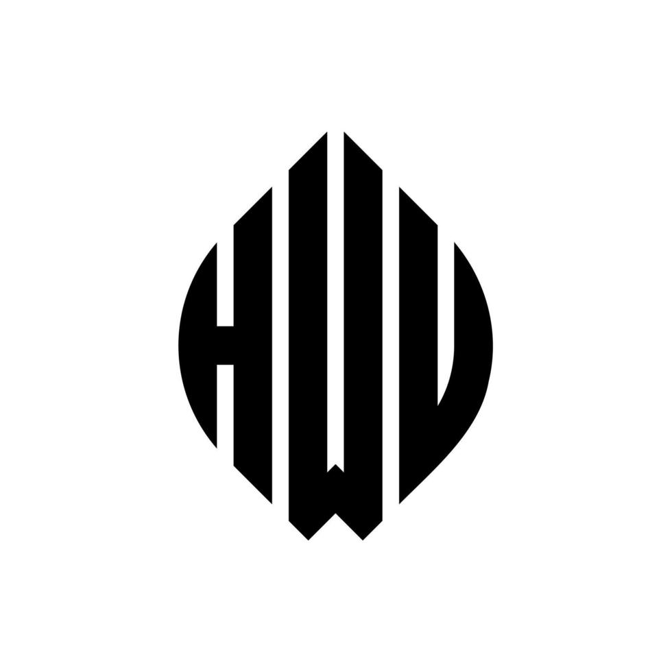 hwu-Kreisbuchstaben-Logo-Design mit Kreis- und Ellipsenform. hwu ellipsenbuchstaben mit typografischem stil. Die drei Initialen bilden ein Kreislogo. hwu Kreisemblem abstrakter Monogramm-Buchstabenmarkierungsvektor. vektor