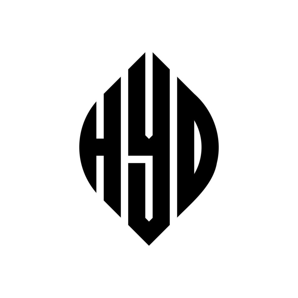 Hyd-Kreis-Buchstaben-Logo-Design mit Kreis- und Ellipsenform. Hyd-Ellipsenbuchstaben mit typografischem Stil. Die drei Initialen bilden ein Kreislogo. Hyd-Kreis-Emblem abstrakter Monogramm-Buchstaben-Markenvektor. vektor