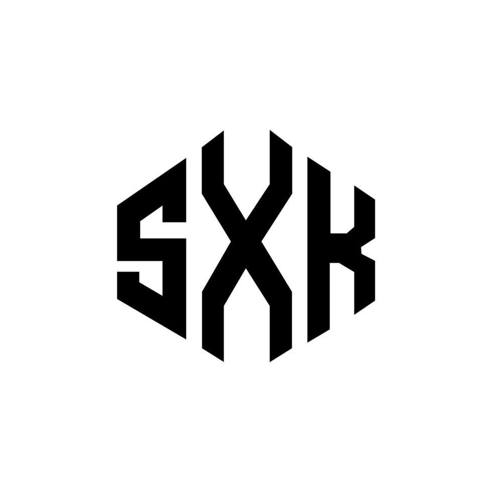 sxk bokstavslogotypdesign med polygonform. sxk polygon och kubform logotypdesign. sxk hexagon vektor logotyp mall vita och svarta färger. sxk monogram, affärs- och fastighetslogotyp.