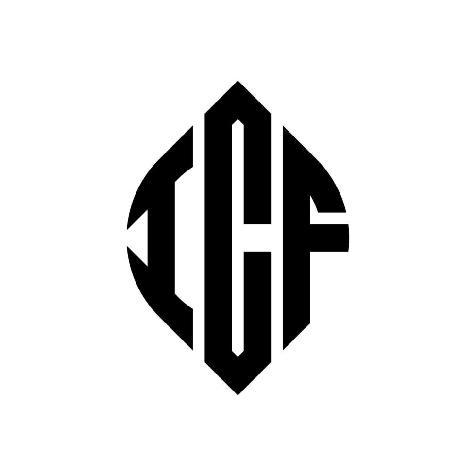icf-Kreisbuchstaben-Logo-Design mit Kreis- und Ellipsenform. icf-ellipsenbuchstaben mit typografischem stil. Die drei Initialen bilden ein Kreislogo. ICF-Kreisemblem abstrakter Monogramm-Buchstabenmarkierungsvektor. vektor