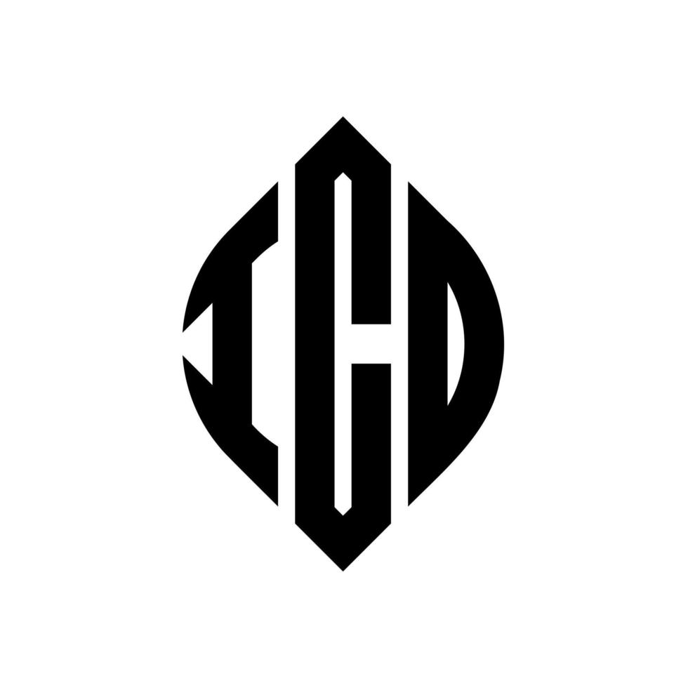 ico-Kreis-Buchstaben-Logo-Design mit Kreis- und Ellipsenform. ico Ellipsenbuchstaben mit typografischem Stil. Die drei Initialen bilden ein Kreislogo. ico-Kreis-Emblem abstrakter Monogramm-Buchstaben-Markierungsvektor. vektor