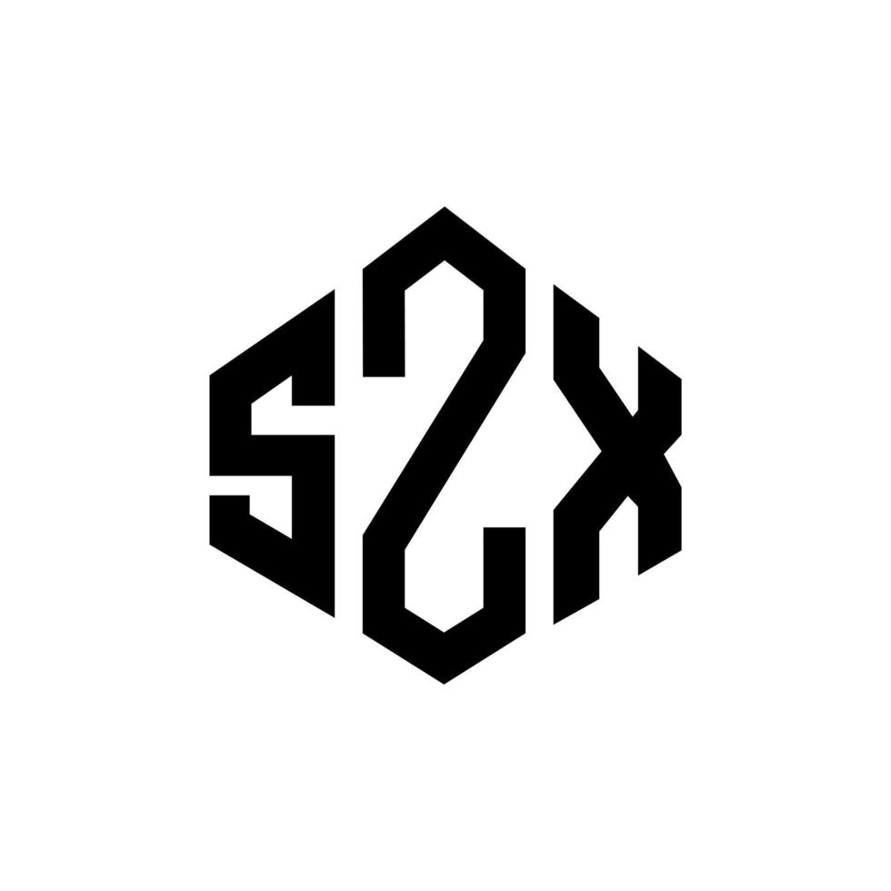 szx-Buchstaben-Logo-Design mit Polygonform. szx Polygon- und Würfelform-Logo-Design. szx Sechseck-Vektor-Logo-Vorlage in weißen und schwarzen Farben. szx-Monogramm, Geschäfts- und Immobilienlogo. vektor