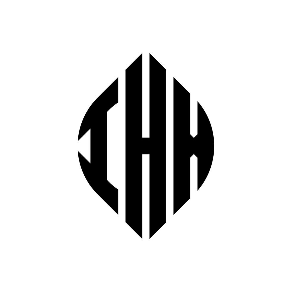 ihx-Kreisbuchstaben-Logo-Design mit Kreis- und Ellipsenform. ihx Ellipsenbuchstaben mit typografischem Stil. Die drei Initialen bilden ein Kreislogo. ihx-Kreis-Emblem abstrakter Monogramm-Buchstaben-Markierungsvektor. vektor