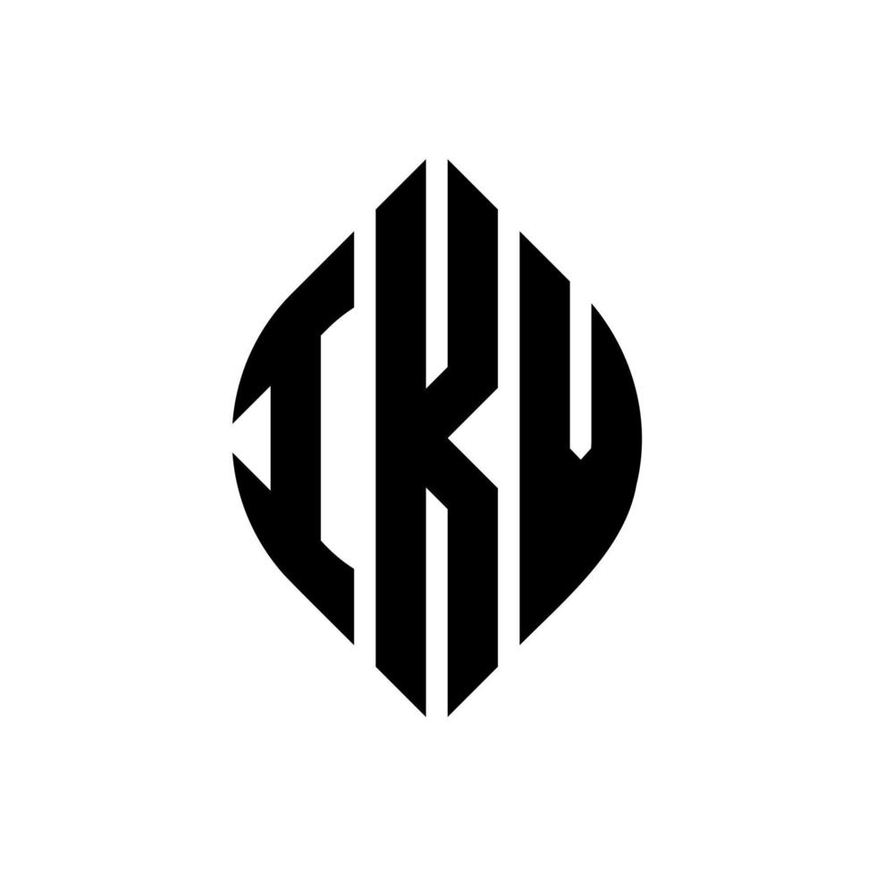 ikv cirkelbokstavslogotypdesign med cirkel och ellipsform. ikv ellipsbokstäver med typografisk stil. de tre initialerna bildar en cirkellogotyp. ikv cirkel emblem abstrakt monogram bokstav märke vektor. vektor