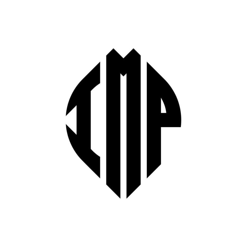 imp cirkel bokstavslogotyp design med cirkel och ellipsform. imp ellips bokstäver med typografisk stil. de tre initialerna bildar en cirkellogotyp. imp cirkel emblem abstrakt monogram bokstav märke vektor. vektor