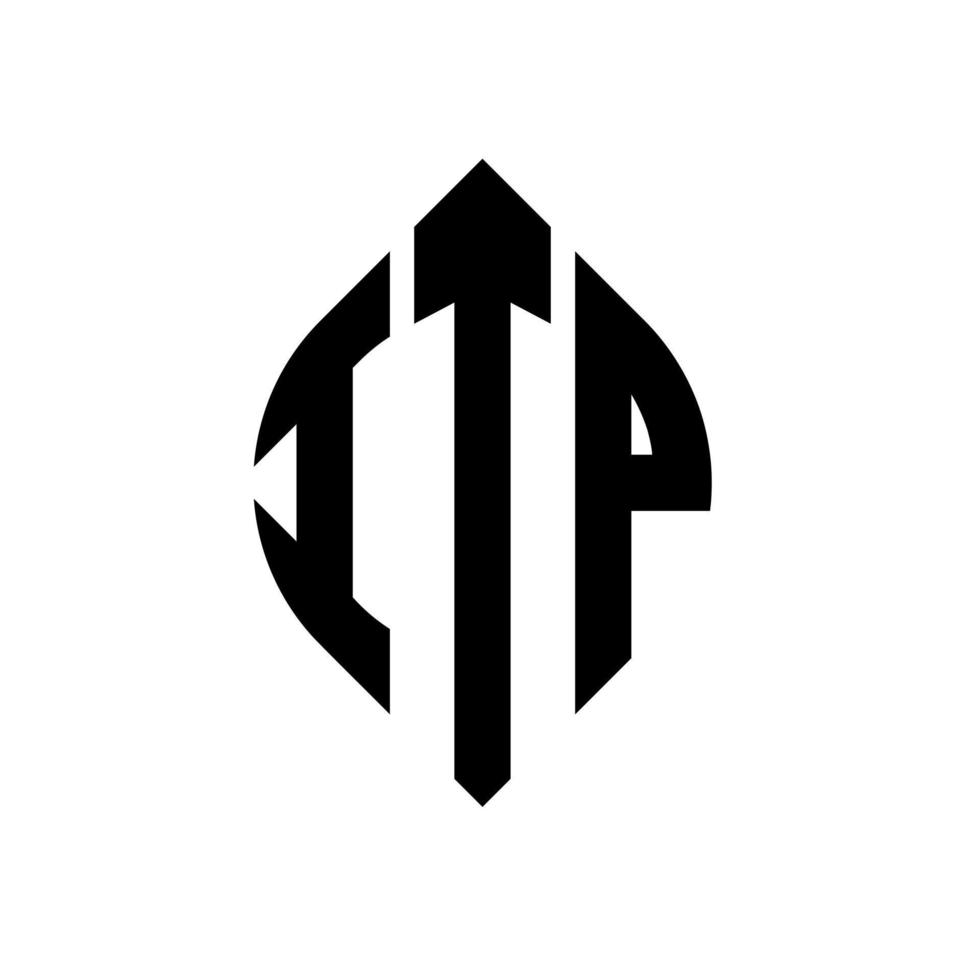 itp-Kreisbuchstaben-Logo-Design mit Kreis- und Ellipsenform. Itp-Ellipsenbuchstaben mit typografischem Stil. Die drei Initialen bilden ein Kreislogo. itp-Kreis-Emblem abstrakter Monogramm-Buchstaben-Markierungsvektor. vektor