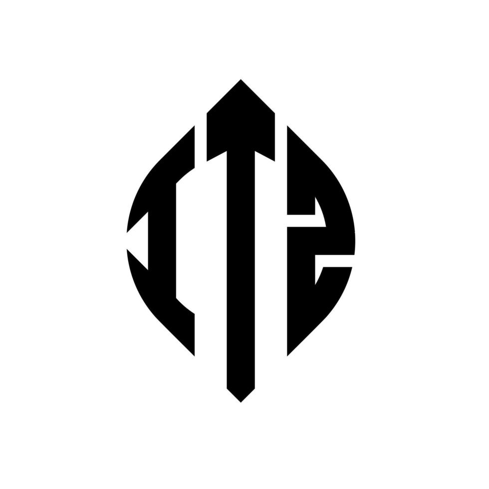 itz-Kreis-Buchstaben-Logo-Design mit Kreis- und Ellipsenform. itz Ellipsenbuchstaben mit typografischem Stil. Die drei Initialen bilden ein Kreislogo. itz-Kreis-Emblem abstrakter Monogramm-Buchstaben-Markenvektor. vektor