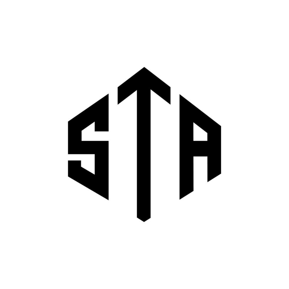 sta bokstav logotyp design med polygon form. sta polygon och kubform logotypdesign. sta hexagon vektor logotyp mall vita och svarta färger. sta monogram, affärs- och fastighetslogotyp.