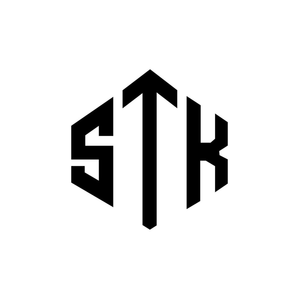 stk bokstavslogotyp med polygonform. stk polygon och kubform logotypdesign. stk hexagon vektor logotyp mall vita och svarta färger. stk monogram, affärs- och fastighetslogotyp.