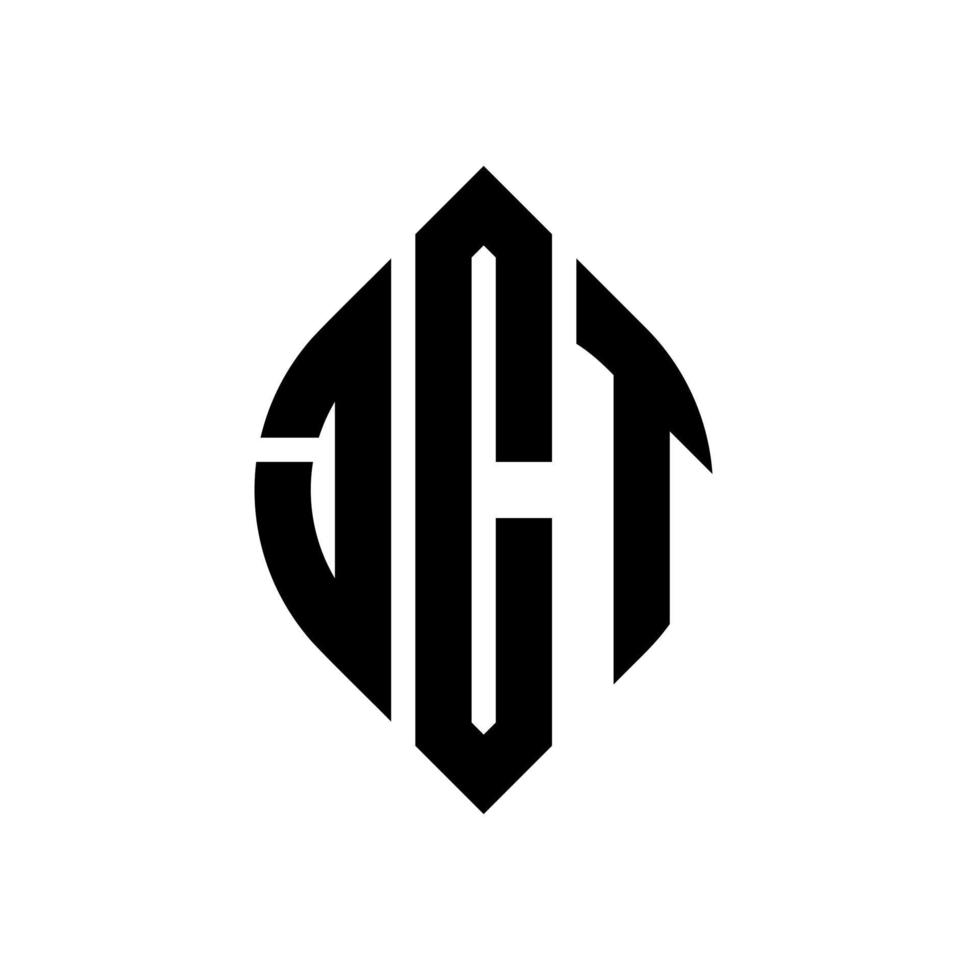 JCT-Kreisbuchstaben-Logo-Design mit Kreis- und Ellipsenform. jct Ellipsenbuchstaben mit typografischem Stil. Die drei Initialen bilden ein Kreislogo. JCT-Kreis-Emblem abstrakter Monogramm-Buchstaben-Markierungsvektor. vektor
