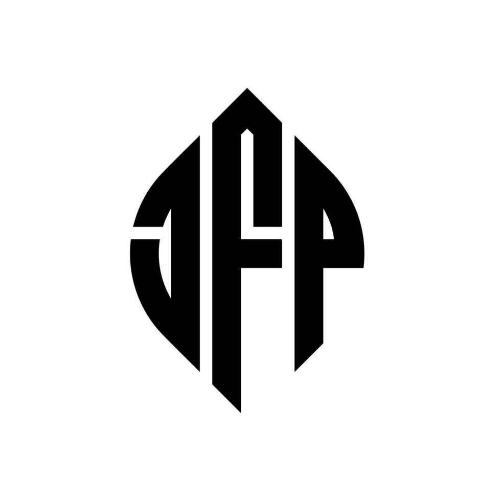 jfp-Kreisbuchstaben-Logo-Design mit Kreis- und Ellipsenform. jfp Ellipsenbuchstaben mit typografischem Stil. Die drei Initialen bilden ein Kreislogo. JFP-Kreis-Emblem abstrakter Monogramm-Buchstaben-Markierungsvektor. vektor