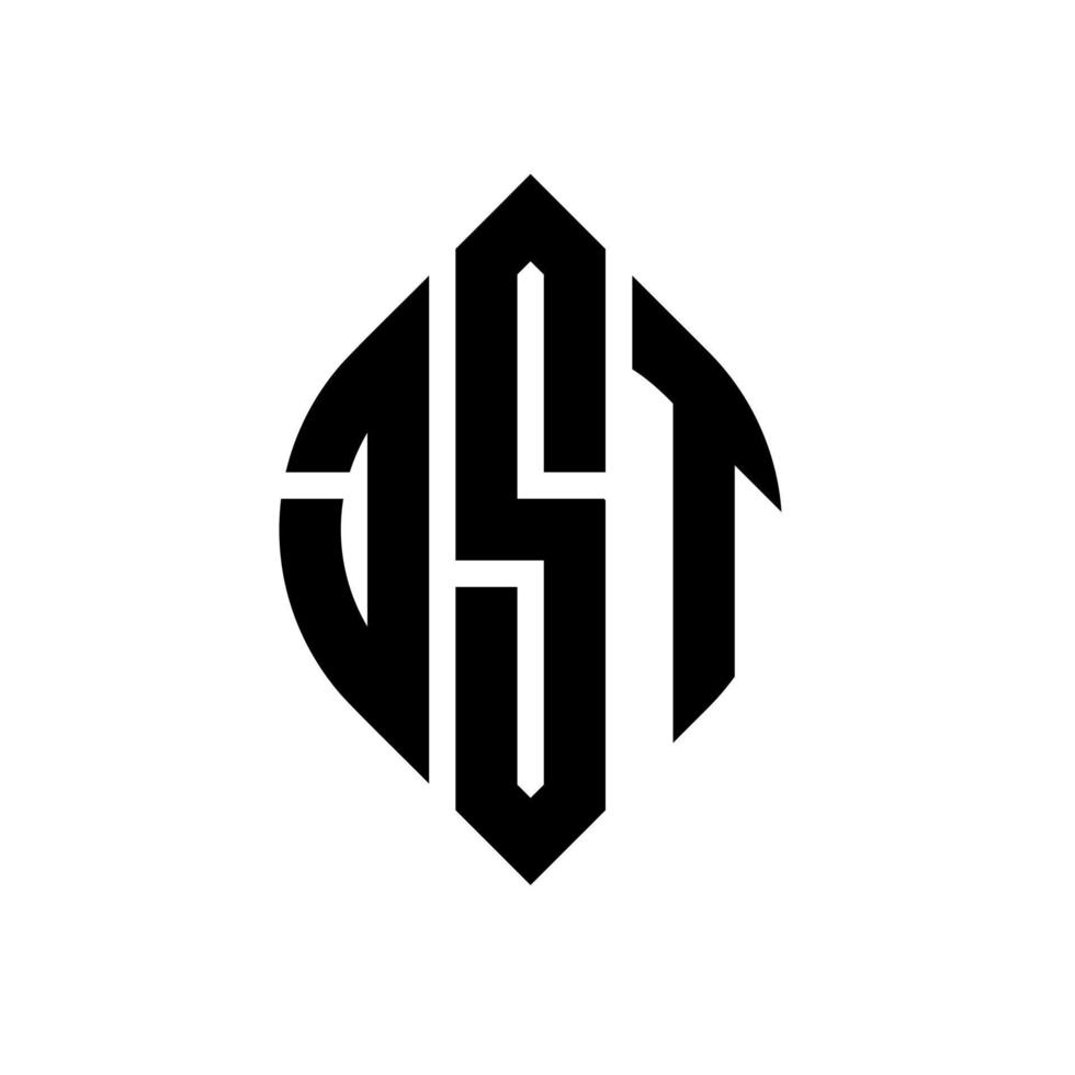 JST-Kreisbuchstaben-Logo-Design mit Kreis- und Ellipsenform. jst Ellipsenbuchstaben mit typografischem Stil. Die drei Initialen bilden ein Kreislogo. jst Kreisemblem abstrakter Monogramm-Buchstabenmarkierungsvektor. vektor