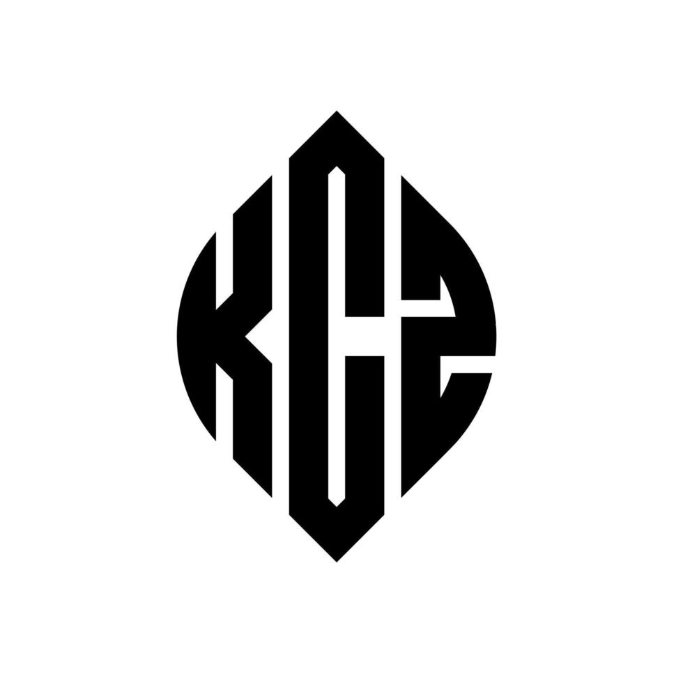 kcz-Kreisbuchstaben-Logo-Design mit Kreis- und Ellipsenform. kcz Ellipsenbuchstaben mit typografischem Stil. Die drei Initialen bilden ein Kreislogo. kcz-Kreis-Emblem abstrakter Monogramm-Buchstaben-Markenvektor. vektor