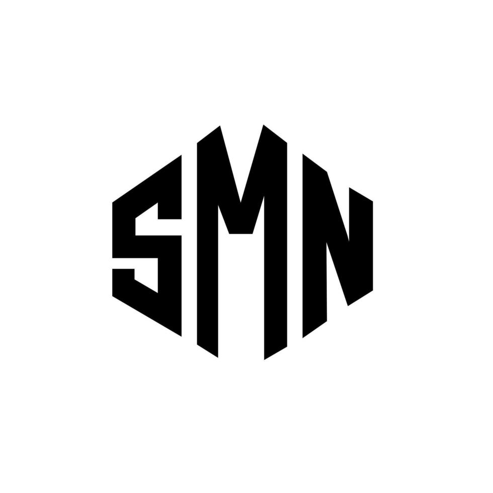 smn brev logotyp design med polygon form. smn polygon och kub form logotyp design. smn hexagon vektor logotyp mall vita och svarta färger. smn monogram, affärs- och fastighetslogotyp.