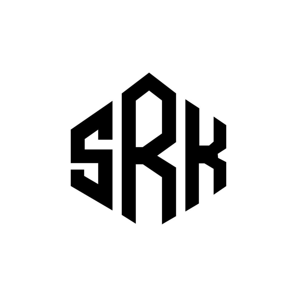 srk letter logotyp design med polygon form. srk polygon och kubform logotypdesign. srk hexagon vektor logotyp mall vita och svarta färger. srk monogram, affärs- och fastighetslogotyp.