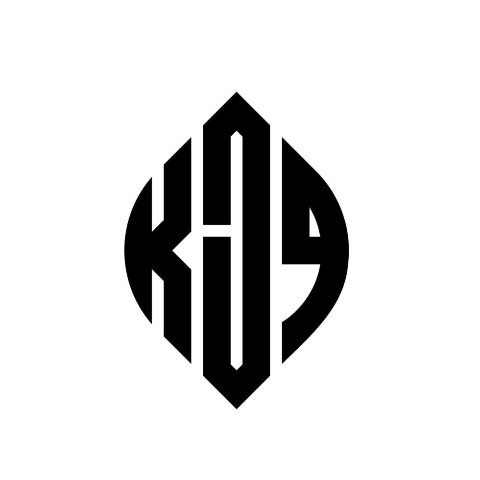 kjq cirkelbokstavslogotyp med cirkel och ellipsform. kjq ellipsbokstäver med typografisk stil. de tre initialerna bildar en cirkellogotyp. kjq cirkel emblem abstrakt monogram bokstav märke vektor. vektor