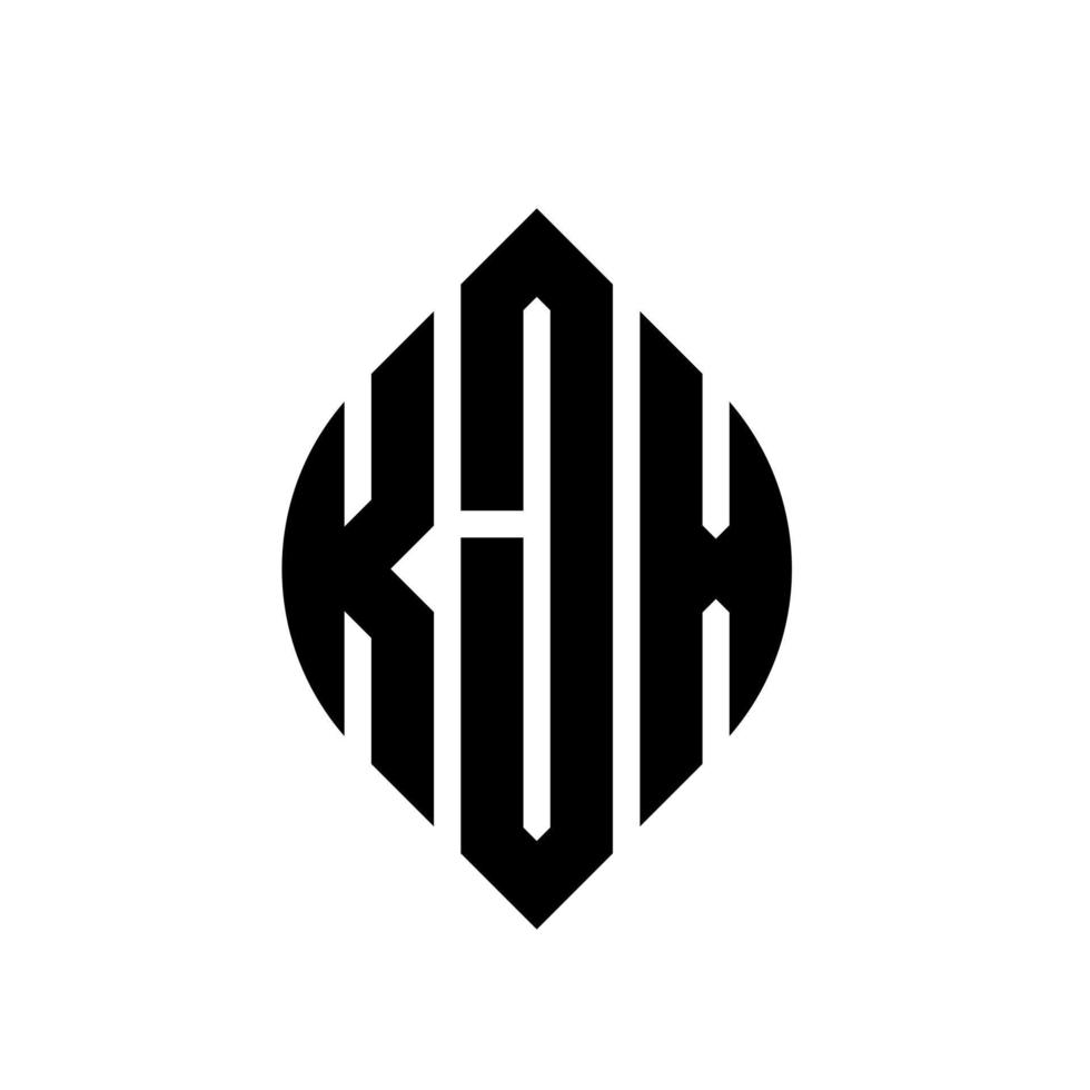 kjx-Kreisbuchstaben-Logo-Design mit Kreis- und Ellipsenform. kjx Ellipsenbuchstaben mit typografischem Stil. Die drei Initialen bilden ein Kreislogo. kjx Kreisemblem abstrakter Monogramm-Buchstabenmarkierungsvektor. vektor