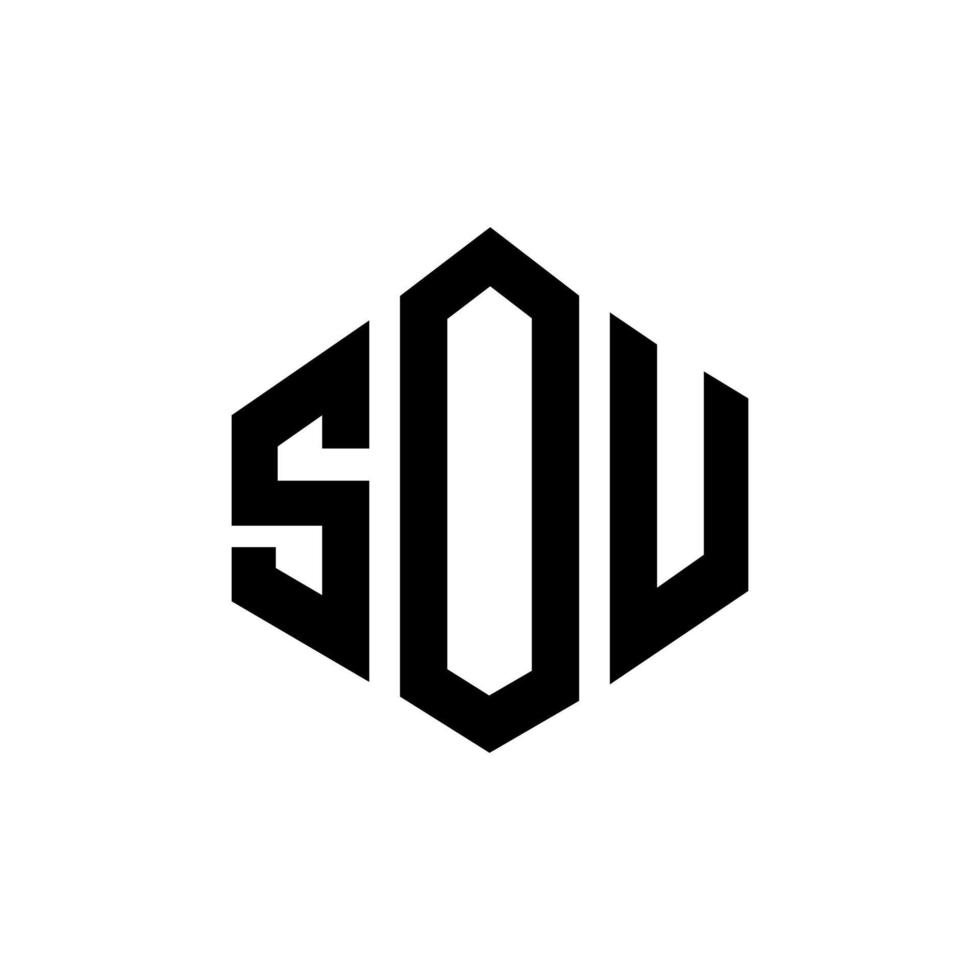 sou-Buchstaben-Logo-Design mit Polygonform. Sou Polygon- und Würfelform-Logo-Design. sou Sechseck-Vektor-Logo-Vorlage in weißen und schwarzen Farben. sou-monogramm, geschäfts- und immobilienlogo. vektor