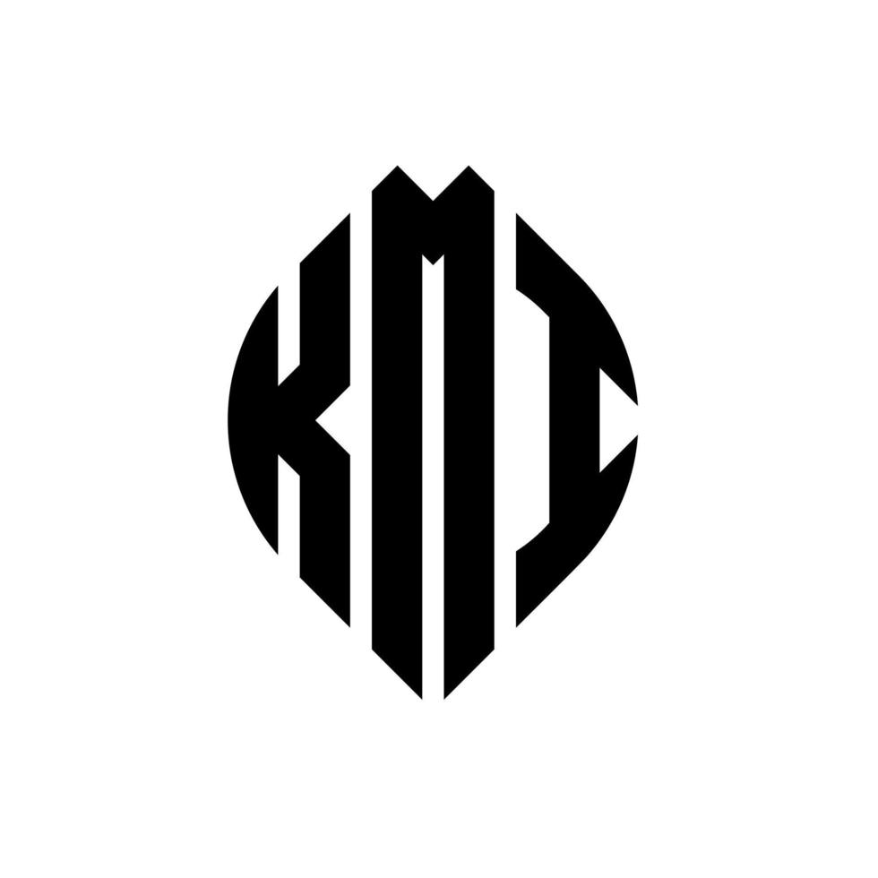 kmi-Kreisbuchstaben-Logo-Design mit Kreis- und Ellipsenform. kmi Ellipsenbuchstaben mit typografischem Stil. Die drei Initialen bilden ein Kreislogo. kmi-Kreis-Emblem abstrakter Monogramm-Buchstaben-Markierungsvektor. vektor