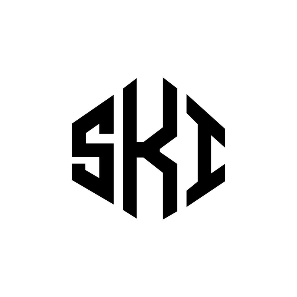 Ski-Brief-Logo-Design mit Polygonform. Ski-Polygon- und Würfelform-Logo-Design. Ski-Sechseck-Vektor-Logo-Vorlage in weißen und schwarzen Farben. skimonogramm, geschäfts- und immobilienlogo. vektor