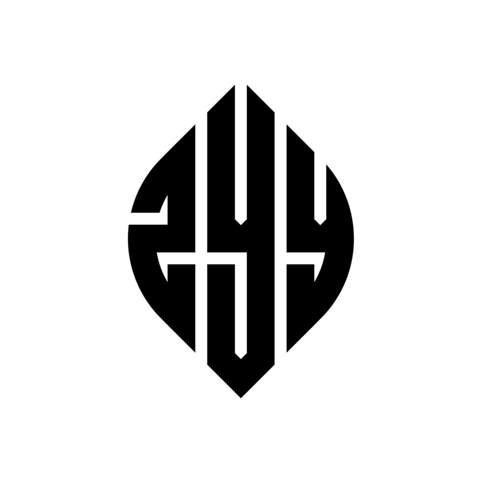 zyy Kreisbuchstabe-Logo-Design mit Kreis- und Ellipsenform. zyy ellipsenbuchstaben mit typografischem stil. Die drei Initialen bilden ein Kreislogo. zyy Kreisemblem abstrakter Monogramm-Buchstabenmarkierungsvektor. vektor